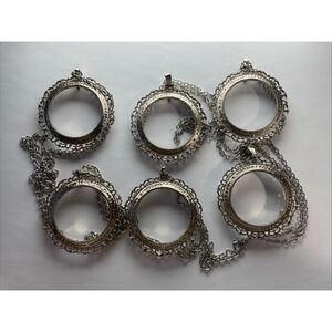 6 Silver Necklace Frames‎ For Jewelry Making
